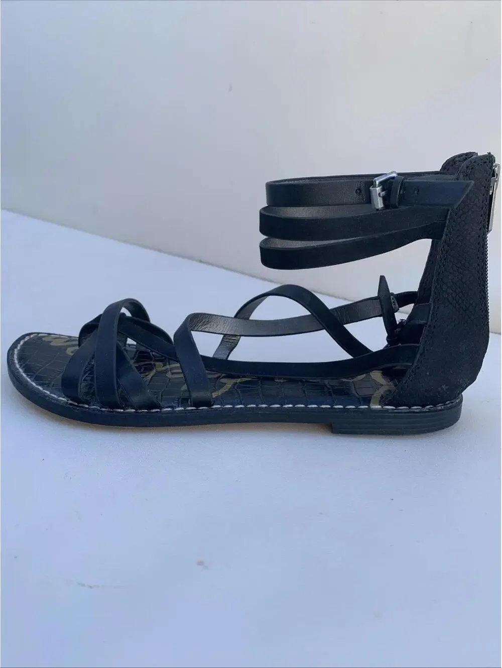 Sam Edelman Gladiator Sandals Black Flats Sz 9 Womens - Picture 3 of 11